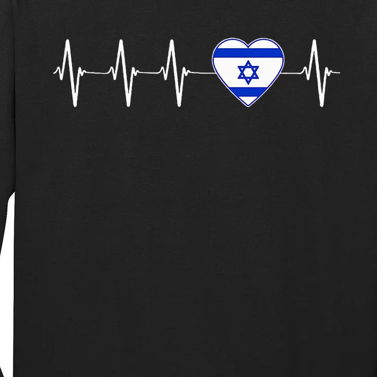 Israeli Heartbeat I Love Israel Flag Country Pro Jewish Gift Tall Long Sleeve T-Shirt