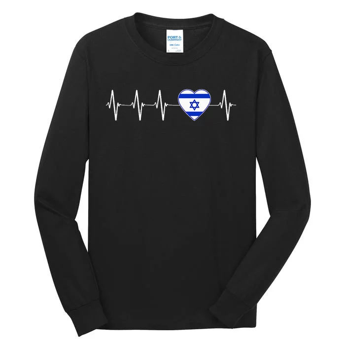 Israeli Heartbeat I Love Israel Flag Country Pro Jewish Gift Tall Long Sleeve T-Shirt