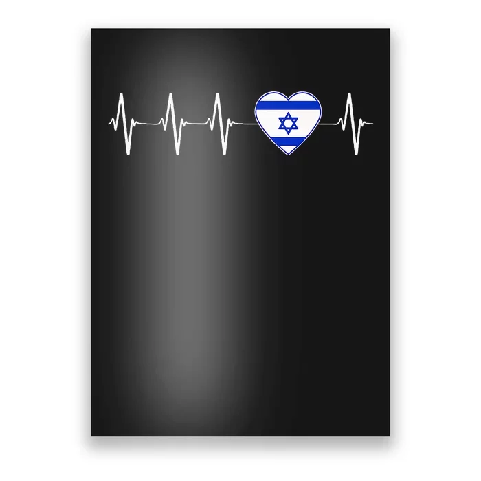 Israeli Heartbeat I Love Israel Flag Country Pro Jewish Gift Poster