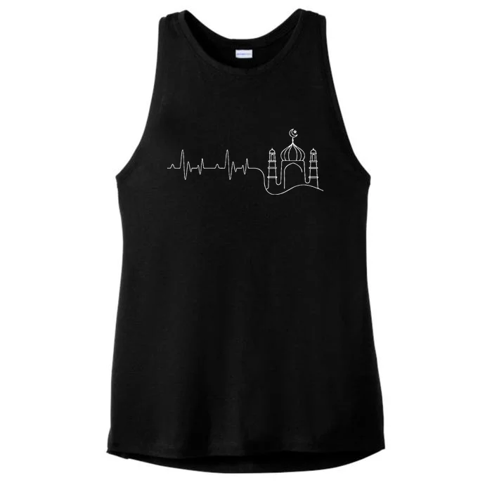 Islam Heartbeat Islamic Religion Ramadan Muslim Allah Ladies Tri-Blend Wicking Tank