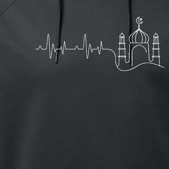 Islam Heartbeat Islamic Religion Ramadan Muslim Allah Performance Fleece Hoodie