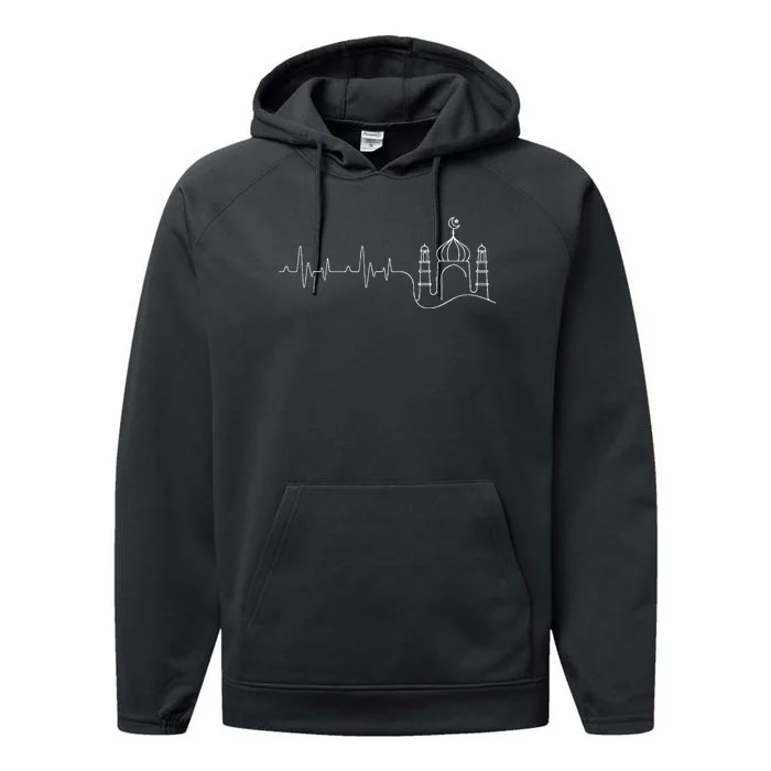 Islam Heartbeat Islamic Religion Ramadan Muslim Allah Performance Fleece Hoodie