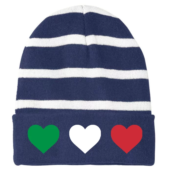 Italian Hearts Striped Beanie with Solid Band