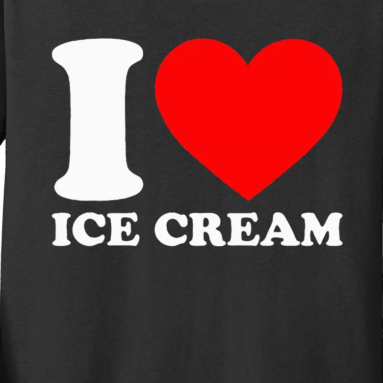 I Heart Ice Cream Food Love Ice Cream Kids Long Sleeve Shirt