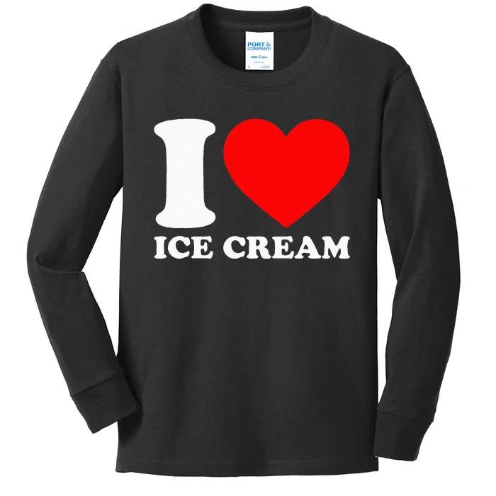 I Heart Ice Cream Food Love Ice Cream Kids Long Sleeve Shirt