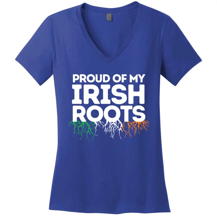 Irish Heritage Ireland Flag Proud Of My Irish Roots Gift Women's V-Neck T-Shirt