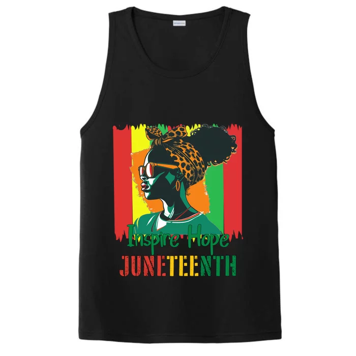 Inspire Hope Junenth African American Messy Bun Gift Performance Tank