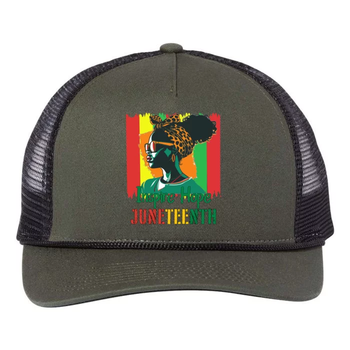 Inspire Hope Junenth African American Messy Bun Gift Retro Rope Trucker Hat Cap