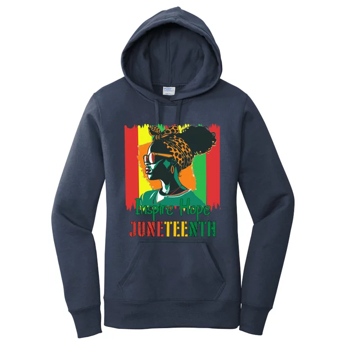 Inspire Hope Junenth African American Messy Bun Gift Women's Pullover Hoodie