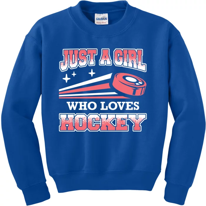 Ice Hockey Just A Who Loves Hockey Ice Hockey Gift Kids Sweatshirt