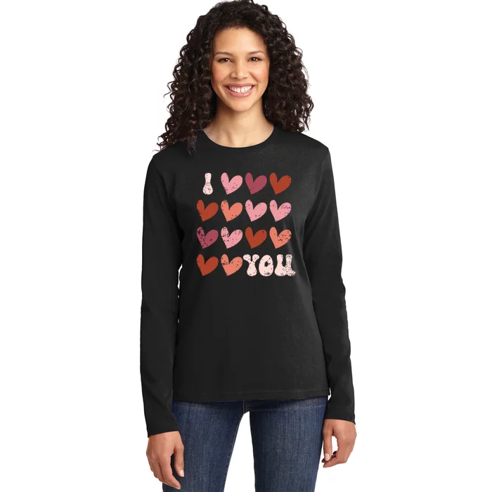 I Heart Love You Valentine Couple Matching Ladies Long Sleeve Shirt