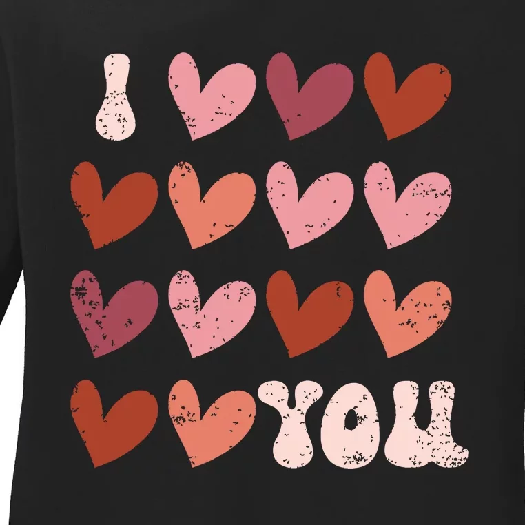 I Heart Love You Valentine Couple Matching Ladies Long Sleeve Shirt