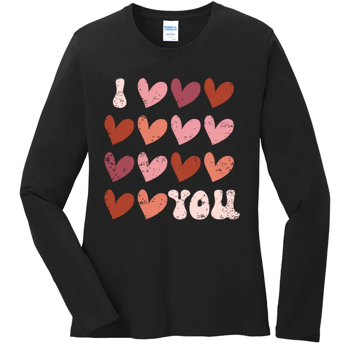 I Heart Love You Valentine Couple Matching Ladies Long Sleeve Shirt