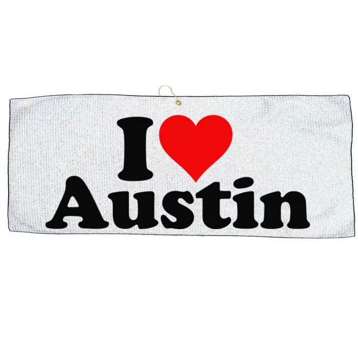 I HEART LOVE AUSTIN TEXAS Large Microfiber Waffle Golf Towel