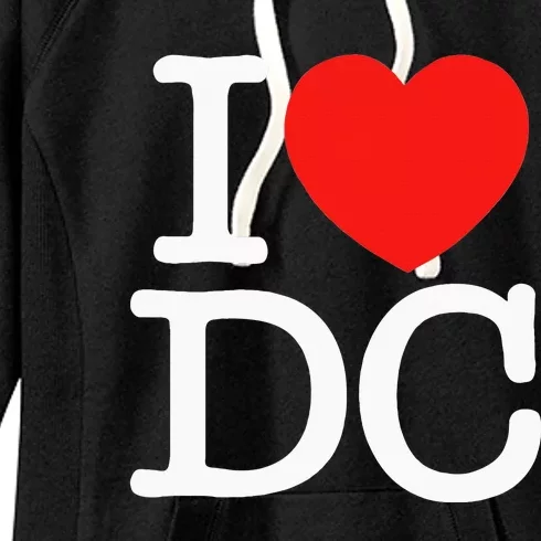 I Heart Love Washington WA DC Classic Font Women's Fleece Hoodie