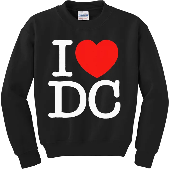 I Heart Love Washington WA DC Classic Font Kids Sweatshirt