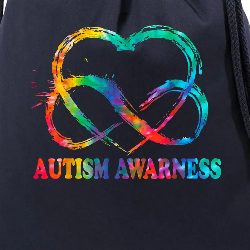 Infinity Heart Love Autism Awareness Needs No Words Drawstring Bag