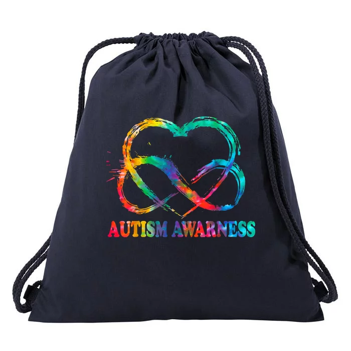 Infinity Heart Love Autism Awareness Needs No Words Drawstring Bag