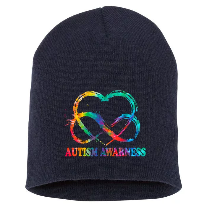 Infinity Heart Love Autism Awareness Needs No Words Short Acrylic Beanie