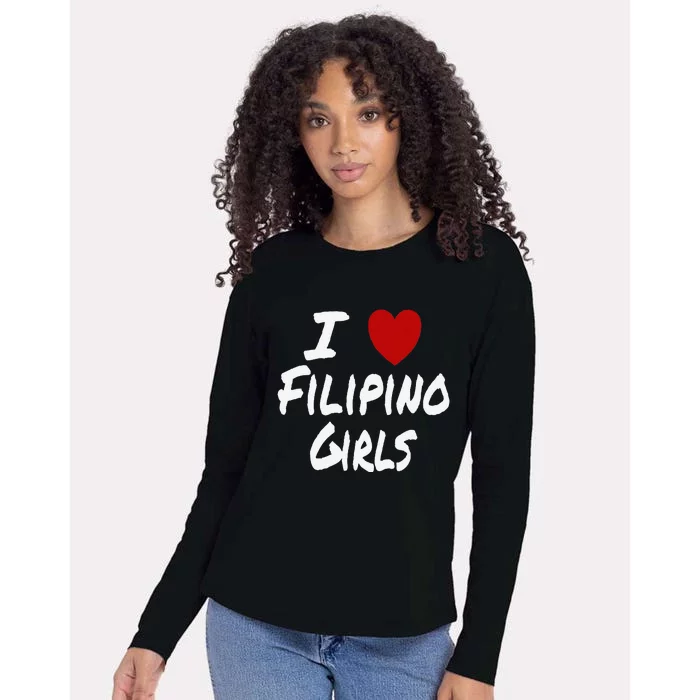 I Heart (Love) Filipino Attraction Asian Preference Womens Cotton Relaxed Long Sleeve T-Shirt