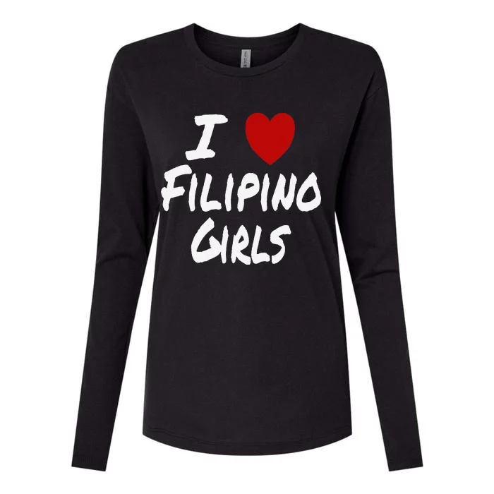 I Heart (Love) Filipino Attraction Asian Preference Womens Cotton Relaxed Long Sleeve T-Shirt