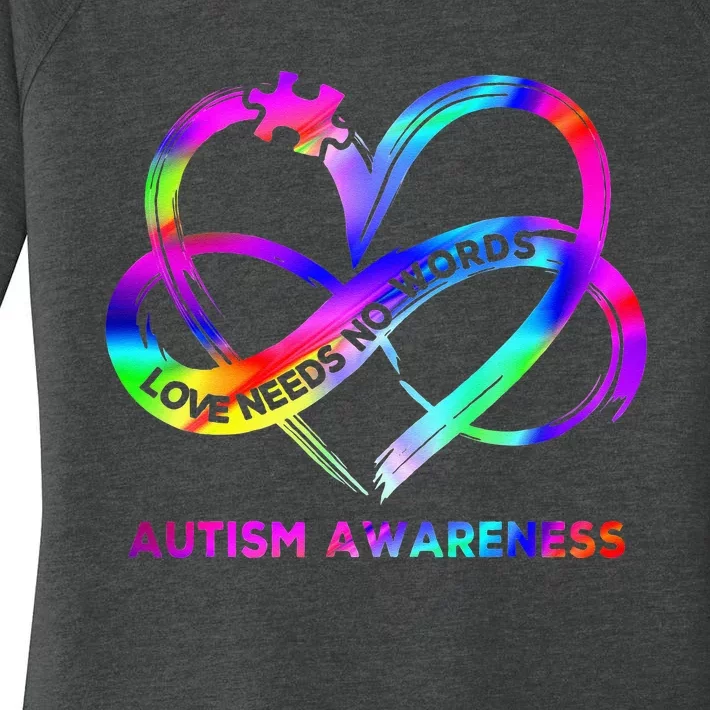 Infinity Heart Love Autism Awareness Needs No Words Women's Perfect Tri Tunic Long Sleeve Shirt