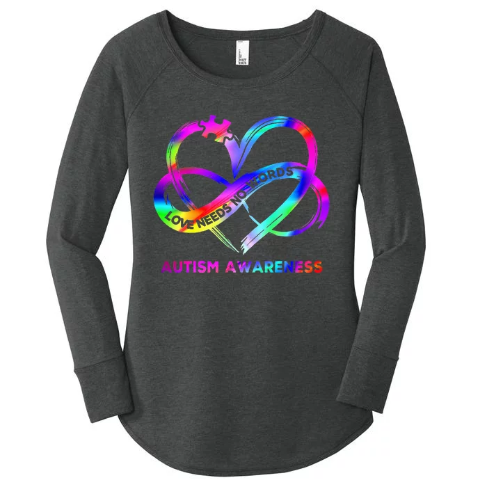 Infinity Heart Love Autism Awareness Needs No Words Women's Perfect Tri Tunic Long Sleeve Shirt