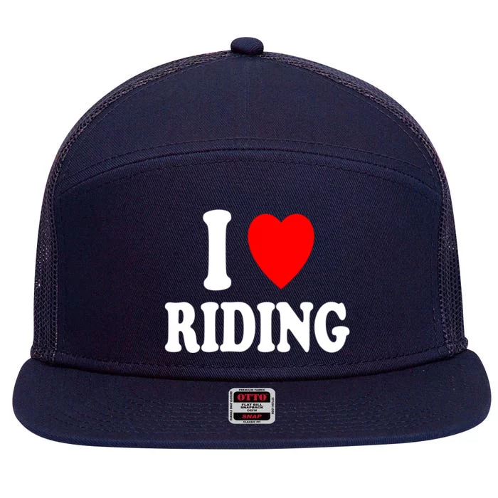 I Heart (Love) Riding Cowboy Cowgirl ATV Offroad Motorcycle 7 Panel Mesh Trucker Snapback Hat