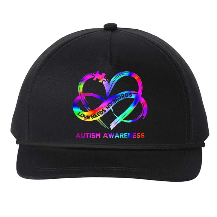 Infinity Heart Love Autism Awareness Needs No Words Tie Dye Snapback Five-Panel Rope Hat