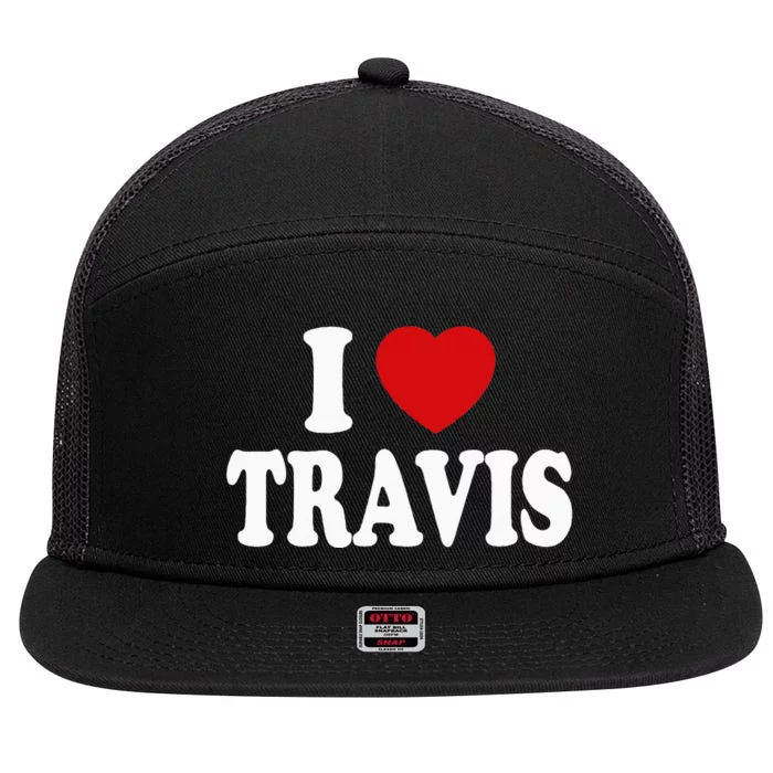 I Heart Love Travis 7 Panel Mesh Trucker Snapback Hat