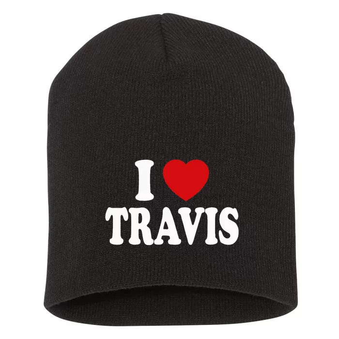 I Heart Love Travis Short Acrylic Beanie