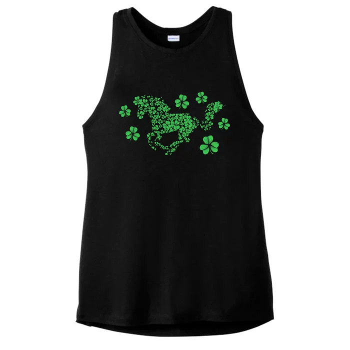 Irish Horse Lover Horseback Riding Equestrian Rider Shamrock Gift Ladies Tri-Blend Wicking Tank