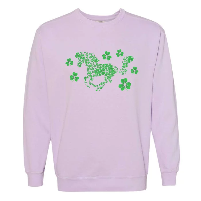 Irish Horse Lover Horseback Riding Equestrian Rider Shamrock Gift Garment-Dyed Sweatshirt