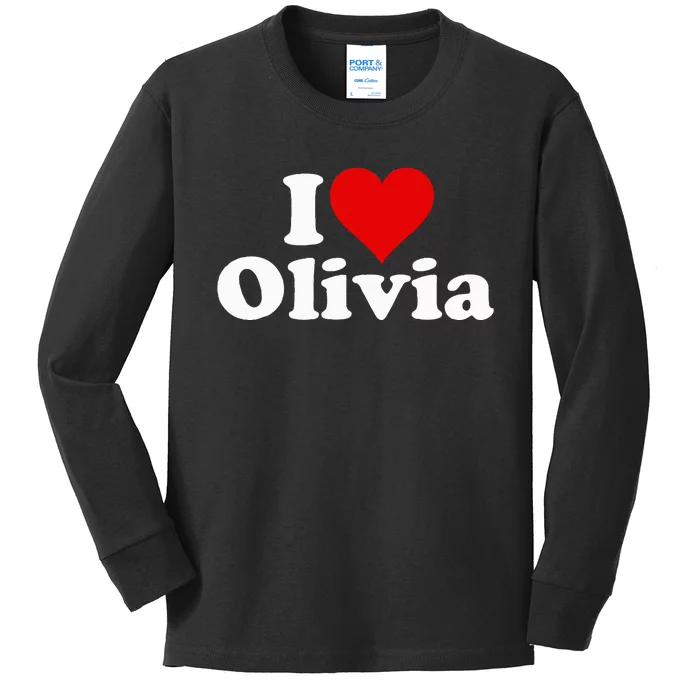 I Heart Love Olivia Olive Kids Long Sleeve Shirt