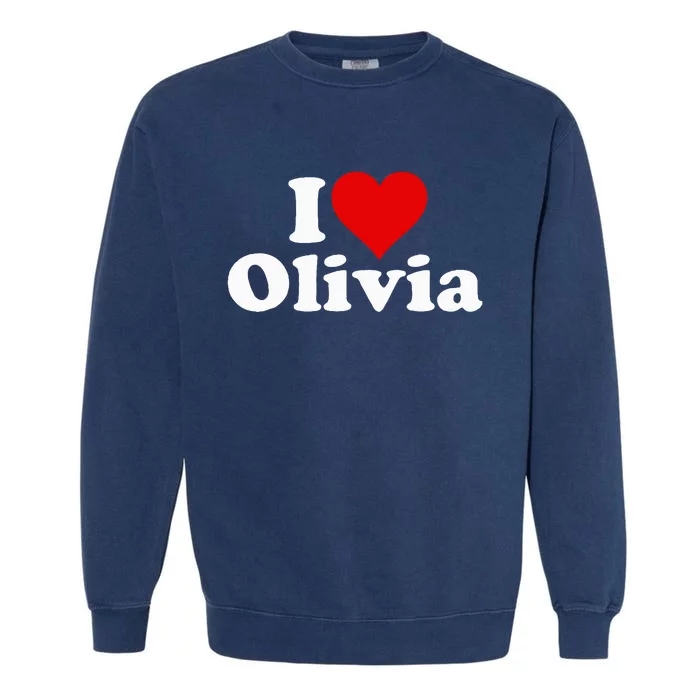 I Heart Love Olivia Olive Garment-Dyed Sweatshirt