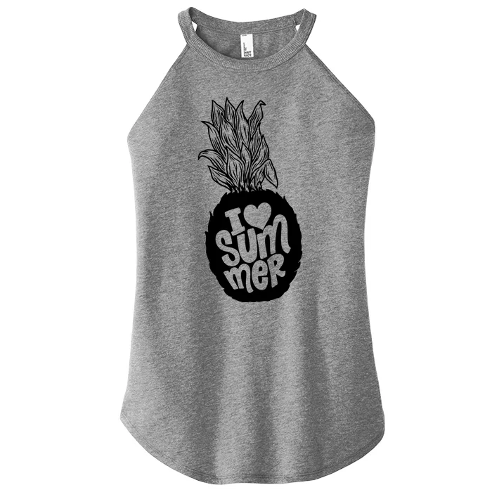 I Heart (Love) Summer Pineapple Women’s Perfect Tri Rocker Tank