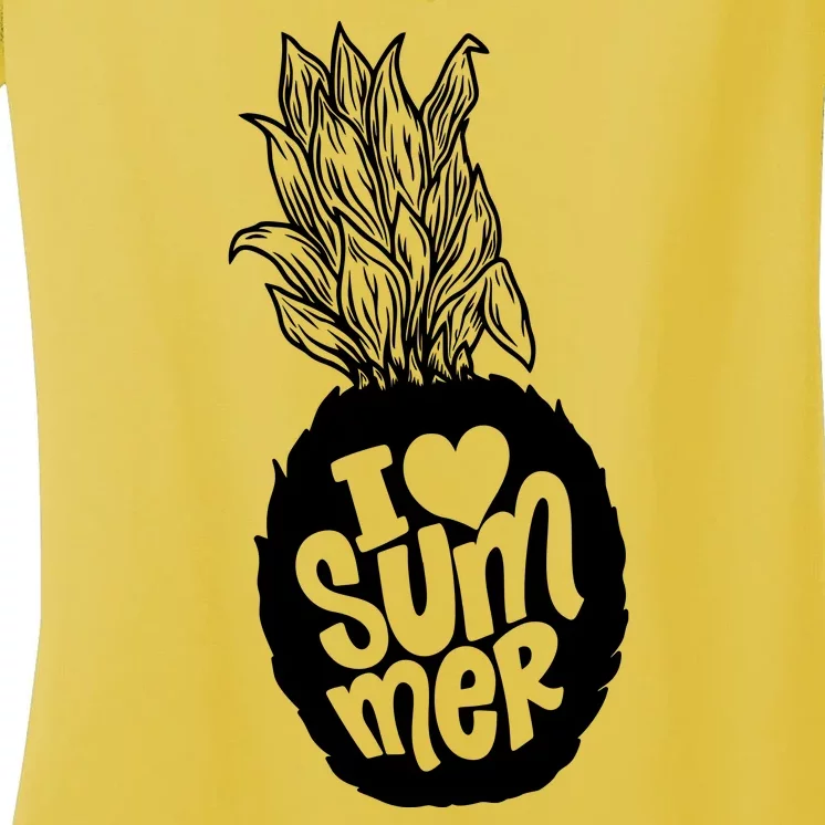 I Heart (Love) Summer Pineapple Women's V-Neck T-Shirt