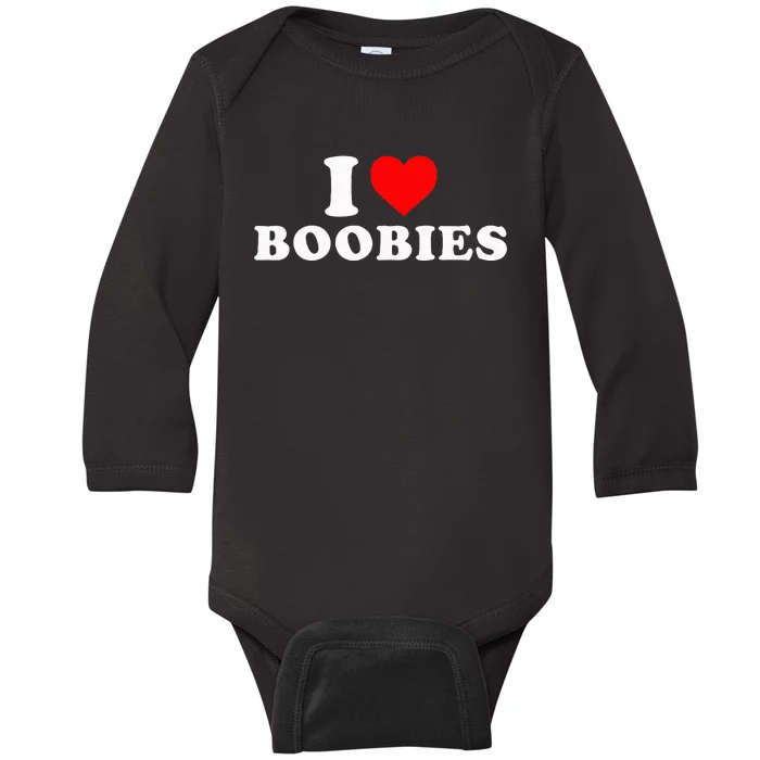 I Heart Love Boobies Baby Long Sleeve Bodysuit