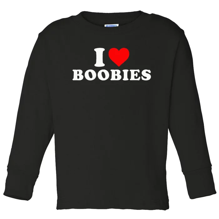 I Heart Love Boobies Toddler Long Sleeve Shirt