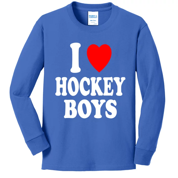 I Heart (Love) Hockey Skating Ice Attraction Hot Sexy Gift Kids Long Sleeve Shirt