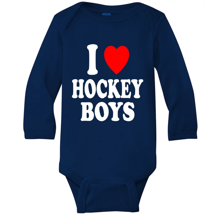 I Heart (Love) Hockey Skating Ice Attraction Hot Sexy Gift Baby Long Sleeve Bodysuit