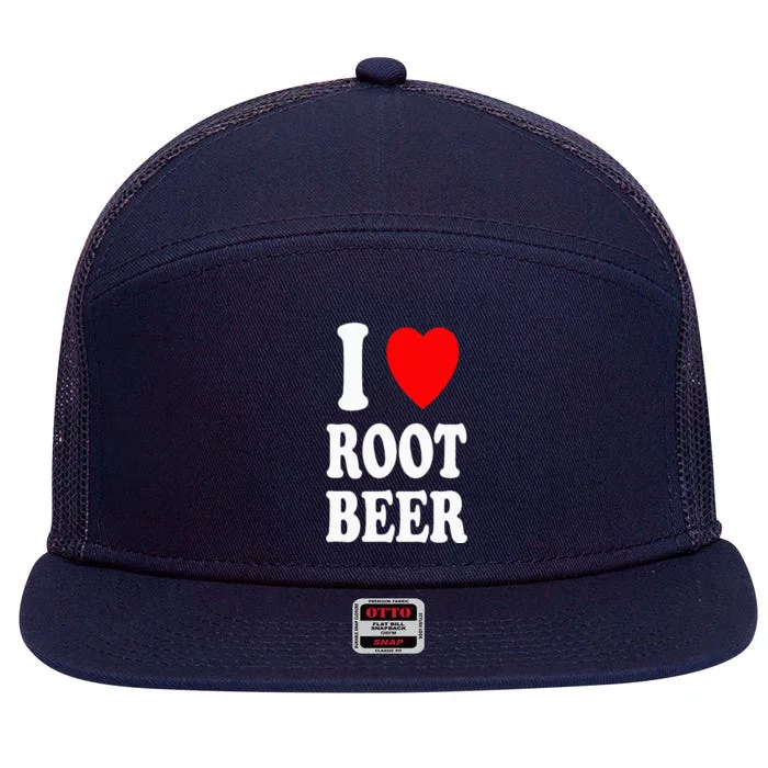 I Heart (Love) Root Beer Favorite Soda Soft Drink Float 7 Panel Mesh Trucker Snapback Hat