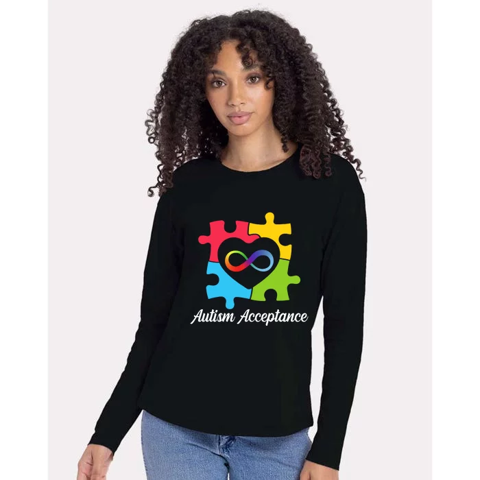 Infinity Heart Love Autism Awareness Acceptance Womens Cotton Relaxed Long Sleeve T-Shirt