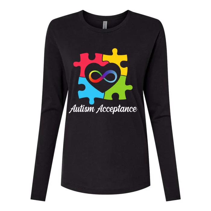 Infinity Heart Love Autism Awareness Acceptance Womens Cotton Relaxed Long Sleeve T-Shirt