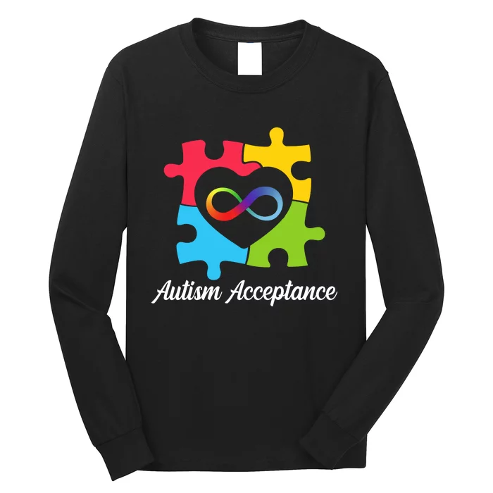 Infinity Heart Love Autism Awareness Acceptance Long Sleeve Shirt