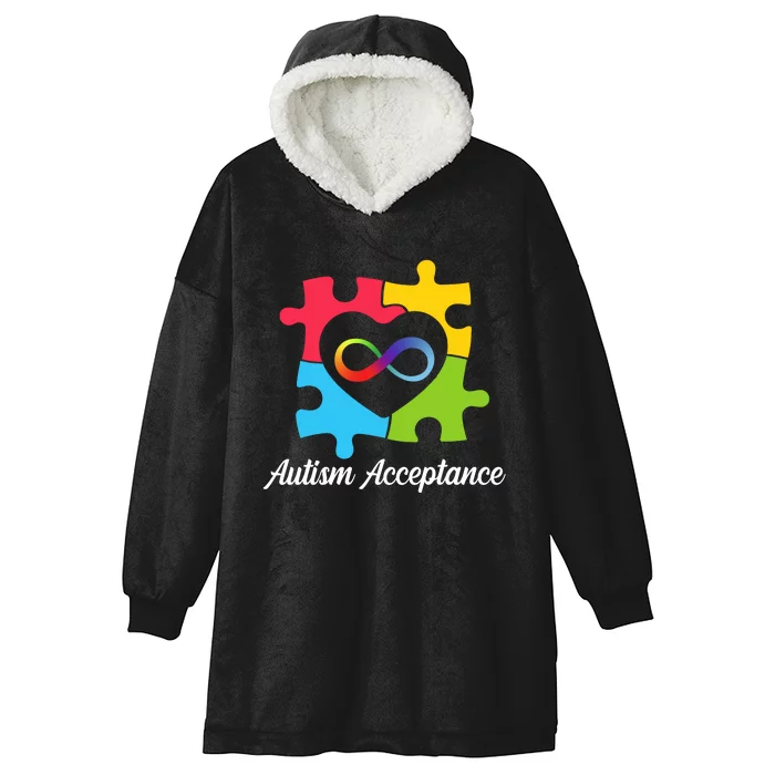 Infinity Heart Love Autism Awareness Acceptance Hooded Wearable Blanket