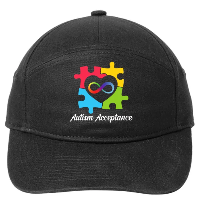 Infinity Heart Love Autism Awareness Acceptance 7-Panel Snapback Hat