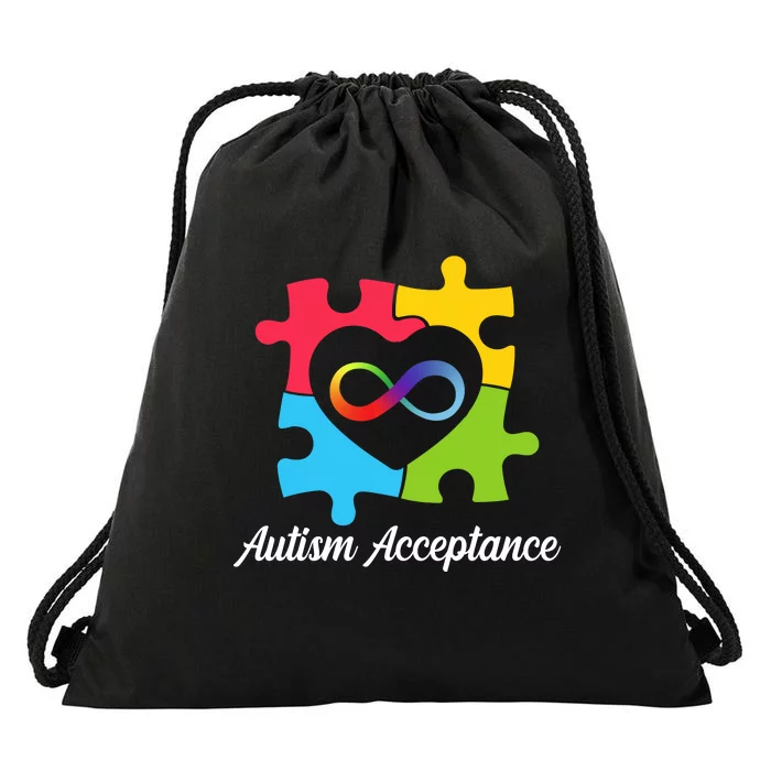 Infinity Heart Love Autism Awareness Acceptance Drawstring Bag