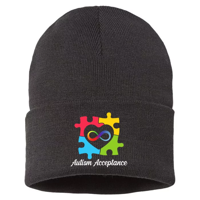 Infinity Heart Love Autism Awareness Acceptance Sustainable Knit Beanie