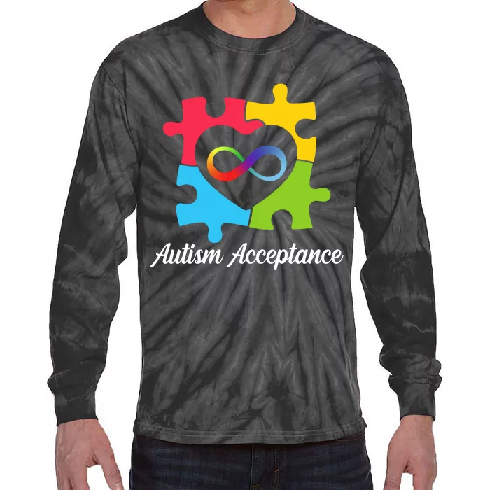 Infinity Heart Love Autism Awareness Acceptance Tie-Dye Long Sleeve Shirt